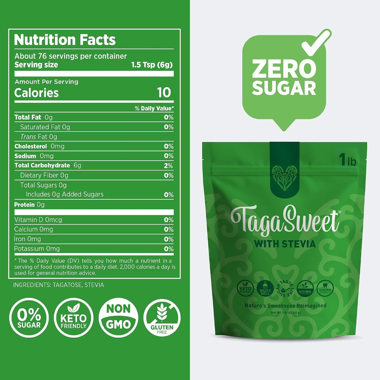 TagaSweet® with Stevia (1 lb / 16 oz / 453.6 g)