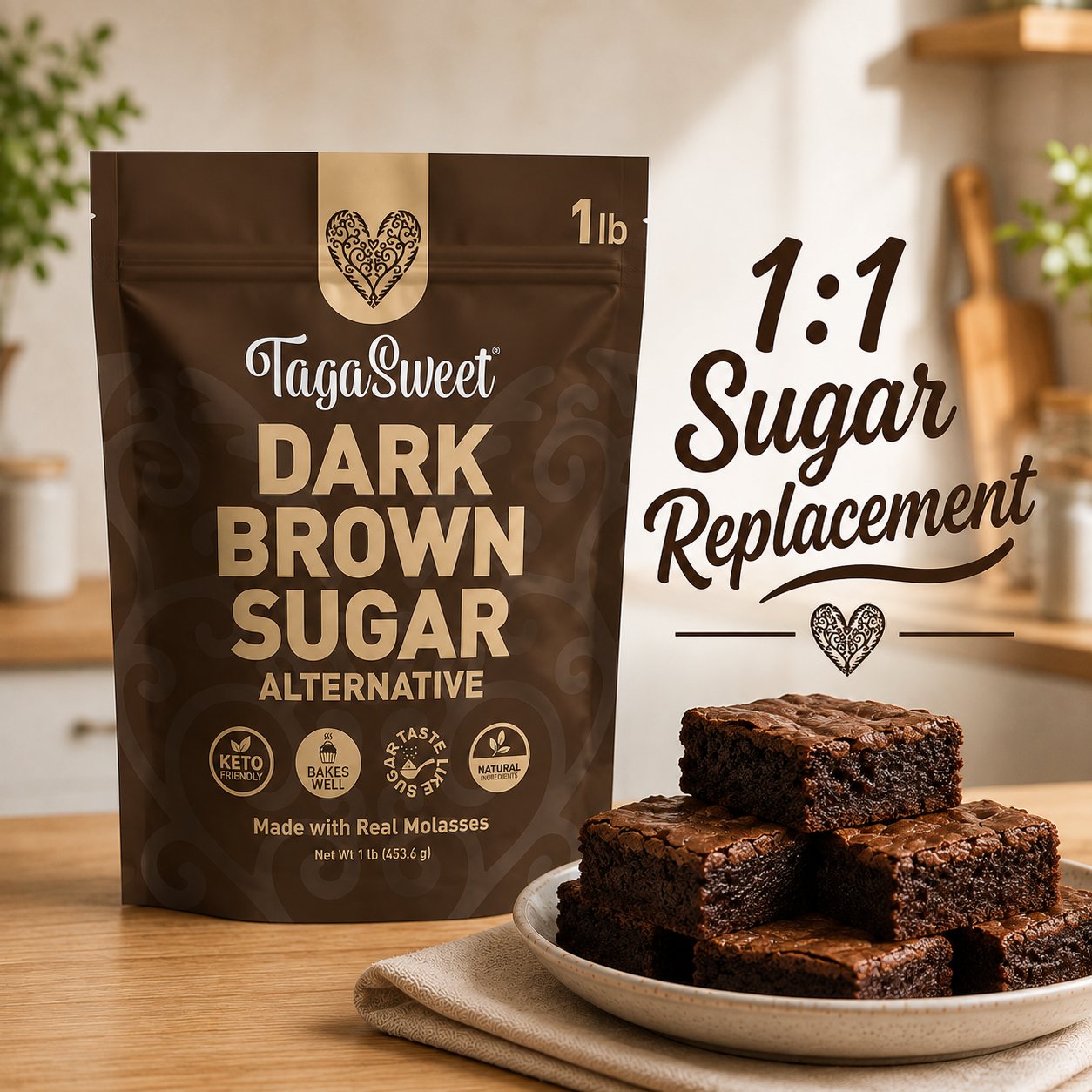 TagaSweet® Dark Brown Sugar Alternative (1 lbs / 16 oz / 453.6 g)